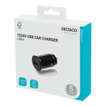 DELTACO 12/24 V USB car charger with compact size and 1x USB-A port, 2