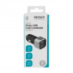 DELTACO USB car charger, 2x USB-A, 2,4 A, total 17 W DELTACO USB car charger, 2x USB-A, 2,4 A, total 17 W