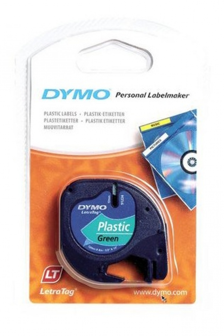 DYMO LetraTAG plasttejp, grön, 12mm, 4m (91224)