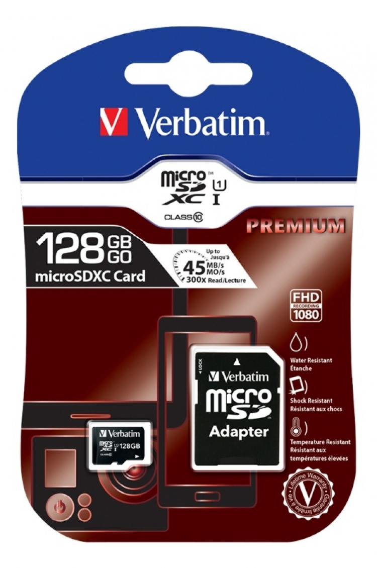 Verbatim SD Micro (SDXC) Class 10 m. adapter 128 GB Verbatim SD Micro (SDXC) Class 10 m. adapter 128 GB