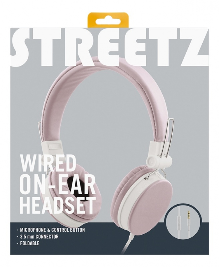STREETZ headphones with microphone, foldable, 3.5 mm connection, 1 but