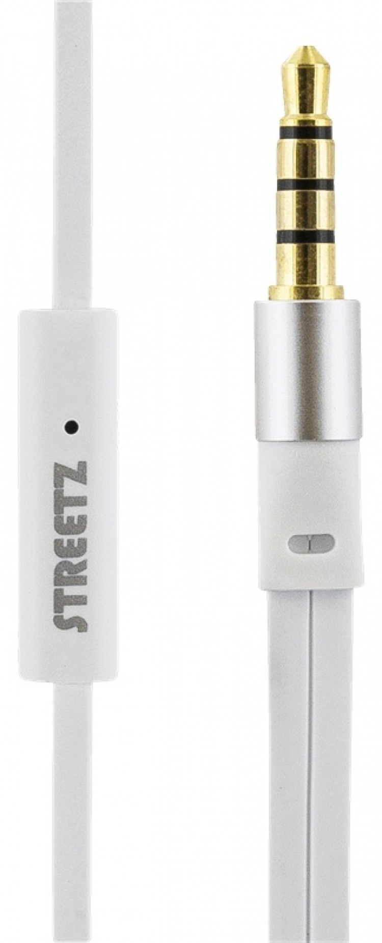 STREETZ stay-in-ear headset, 1-button remote, 3.5mm, microphone, white
