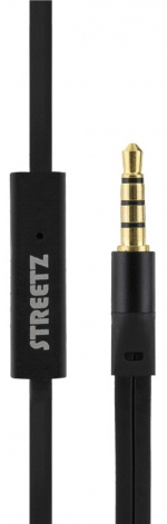 STREETZ stay-in-ear headset, 1-button remote, 3.5mm, microphone, black STREETZ stay-in-ear headset, 1-button remote, 3.5mm, microphone, black