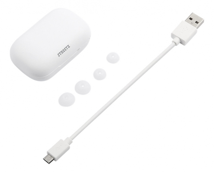 STREETZ Wireless in-ear earbuds with charging case, BT 5, TWS, white STREETZ Wireless in-ear earbuds with charging case, BT 5, TWS, white