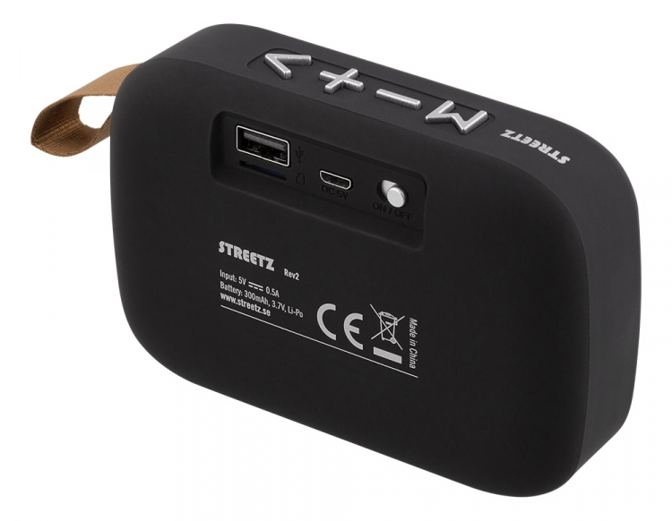 STREETZ Portable Bluetooth speaker, USB/TF/AUX/FM/handsfree, black