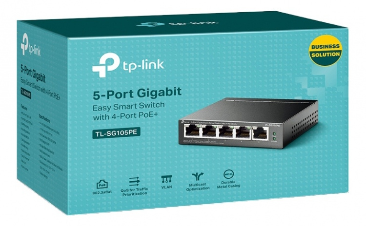 TP-Link 5-Port Gigabit Easy Smart Switch with 4-Port PoE+ TP-Link 5-Port Gigabit Easy Smart Switch with 4-Port PoE+
