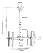 DELTACO Office Telescopische dubbele TV plafondbeugel, 560mm-910mm,45kg,37