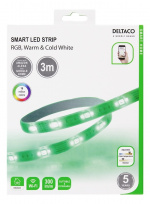 DELTACO SMART HOME LED strip, RGB, 2700K-6500K, 3m, WiFi 2.4GHz, white DELTACO SMART HOME LED strip, RGB, 2700K-6500K, 3m, WiFi 2.4GHz, white