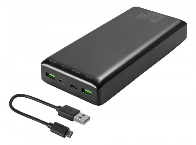 DELTACO Power bank 30 000 mAh, 1x USB-C, 2x USB-A, Fast charge, 111 Wh