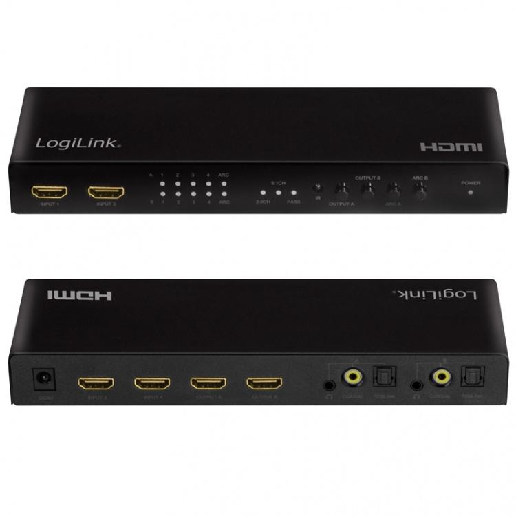 LogiLink HDMI-matrixschakelaar 4K/60Hz ARC HDCP HDR CEC LogiLink HDMI-matrixschakelaar 4K/60Hz ARC HDCP HDR CEC