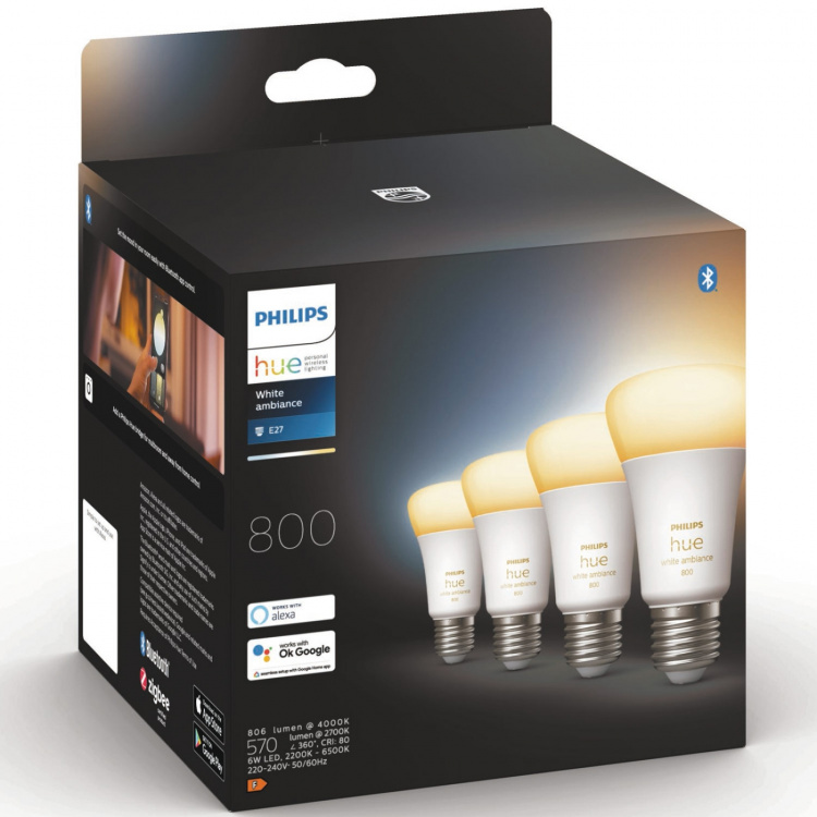 Philips Hue White Ambiance E27 4-pack