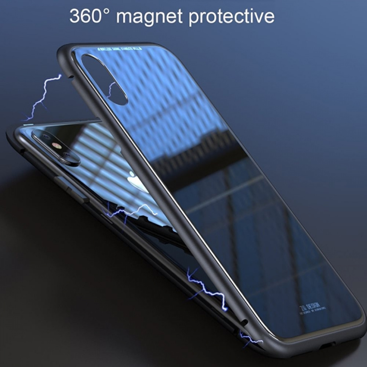 CAFELE iPhone X/XS Glass hoesje met magneetslot voor in de kleur Zilver