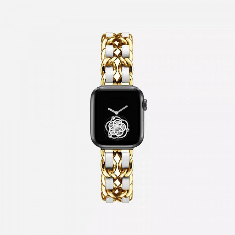 Stijlvol metalen bandje voor Apple Watch 38/40/41 mm, goud/wit Stijlvol metalen bandje voor Apple Watch 38/40/41 mm, goud/wit