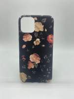 Marmer hoesje met donker bloemenpatroon voor iPhone 11