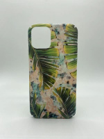 Marmer hoesje met groene bladeren voor iPhone 11 Pro Max