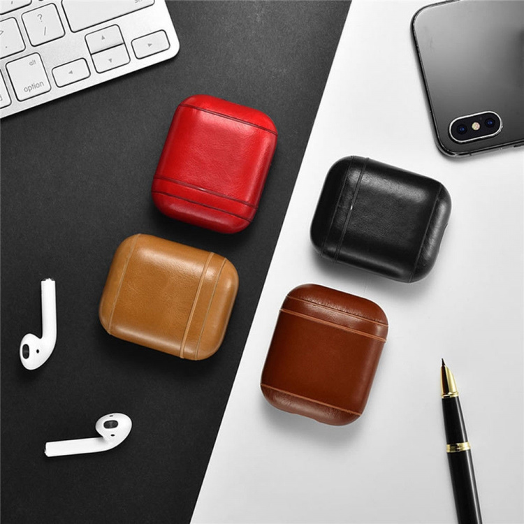 Leren hoesje voor Apple Airpods met gesp Leren hoesje voor Apple Airpods met gesp