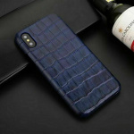 Leren hoesje voor iPhone XS Max, donkerblauw