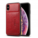 Trendy iPhone XS/X kunstlederen hoesje met kaarthoesje, rood