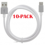 10-PACK Kabel USB-A - USB-C 2.4A, 1m, Wit 10-PACK Kabel USB-A - USB-C 2.4A, 1m, Wit