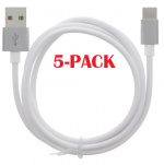5-PACK Kabel USB-A - USB-C 2.4A, 1m, Wit 5-PACK Kabel USB-A - USB-C 2.4A, 1m, Wit