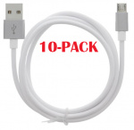 10-PAK USB-A kabel - MicroUSB 2.4A, 1m, Wit 10-PAK USB-A kabel - MicroUSB 2.4A, 1m, Wit