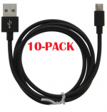 10-PACK Kabel USB-A - MicroUSB 2.4A, 1m, Zwart 10-PACK Kabel USB-A - MicroUSB 2.4A, 1m, Zwart