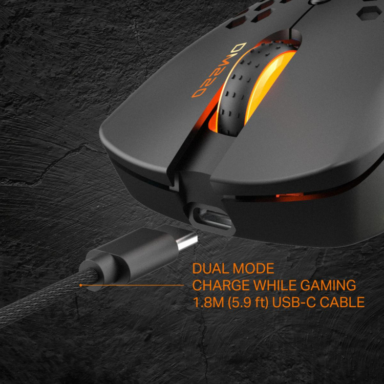 DELTACO GAMING DM220 Trådlös lättvikts gaming mus, RGB, svart