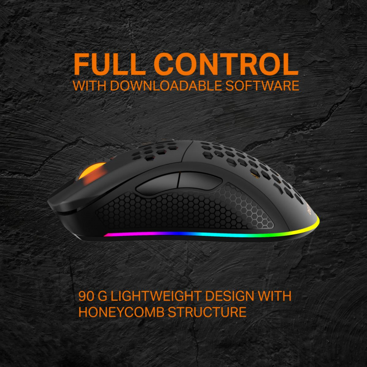 DELTACO GAMING DM220 Trådlös lättvikts gaming mus, RGB, svart