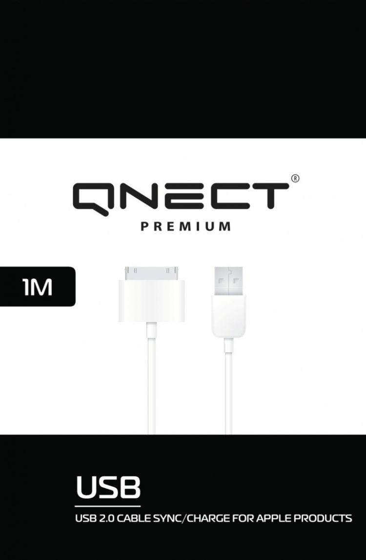 QNECT USB 2.0 type A mannelijk - 30-pins, 1m, Wit