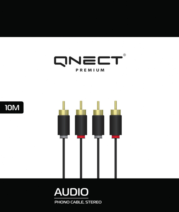 QNECT Phono 2xRCA mannetje - 2xRCA mannetje, 10m