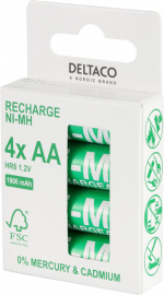 DELTACO Ultimate oplaadbare Ni-Mh, LR6/AA formaat, 1900mAh, 4-pack (SG)