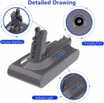 Batteri kompatibelt med Dyson V10 modeller, 25.2V, 2500mAh, 63Wh