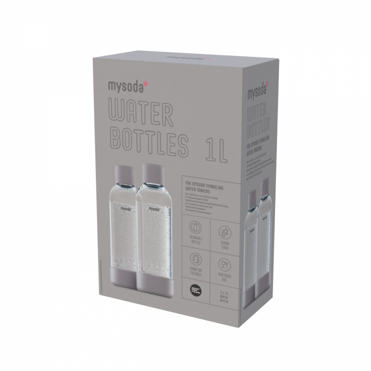Mysoda PET-flaska 1L 2-pack, Grey