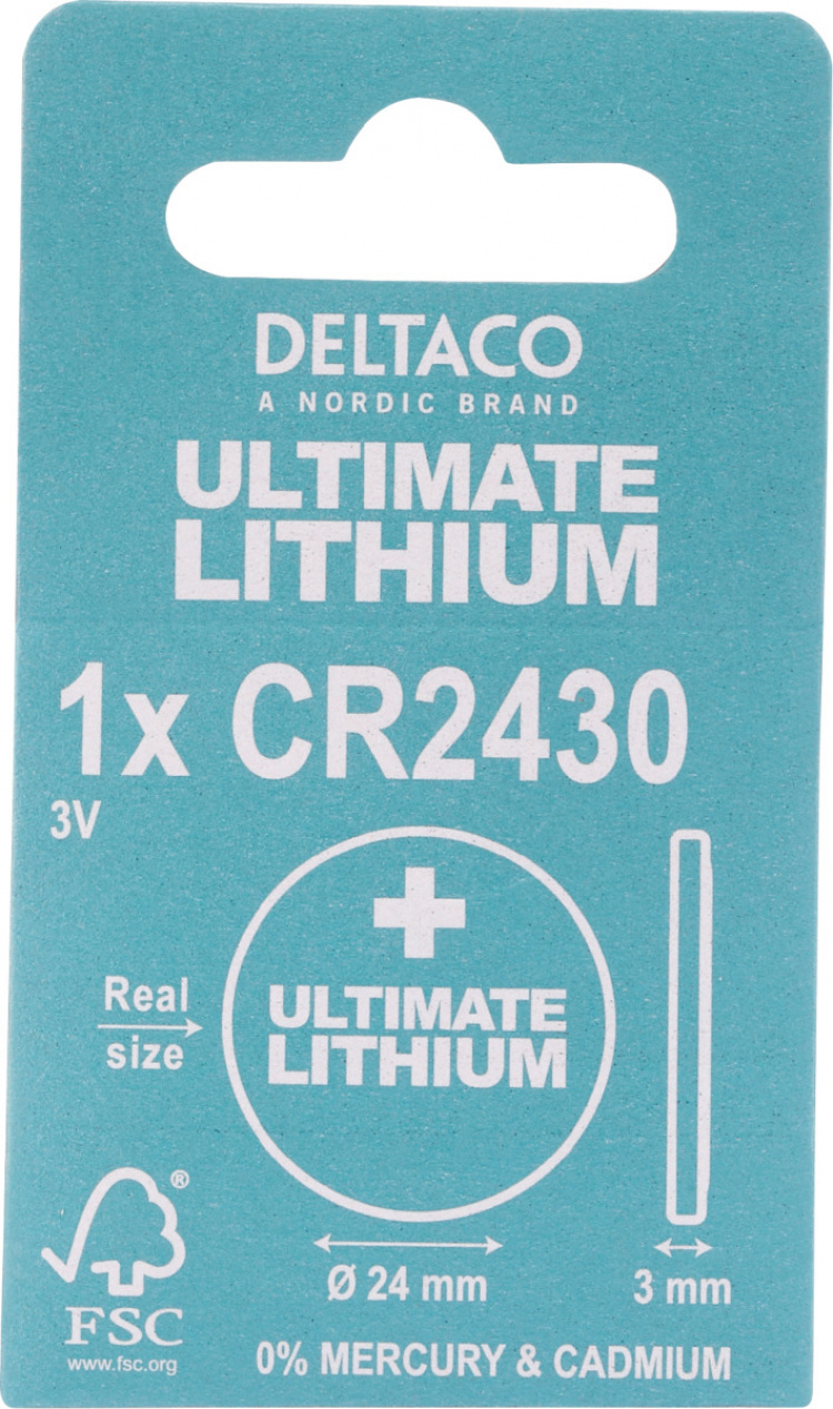 Deltaco Ultimate Lithium-batteri, 3V, CR2430-knappcell, 1-pack