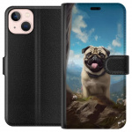 Portemonnee-hoesje voor Apple iPhone 13 mini met Blije Hond ontwerp Portemonnee-hoesje voor Apple iPhone 13 mini met Blije Hond ontwerp