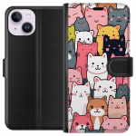 Portemonnee-hoesje voor Apple iPhone 14 met Kattenpatroon ontwerp