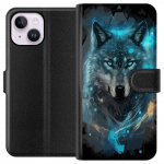 Portemonnee-hoesje voor Apple iPhone 14 Plus met Wolf ontwerp