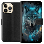 Portemonnee-hoesje voor Apple iPhone 14 Pro Max met Wolf ontwerp