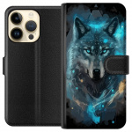 Portemonnee-hoesje voor Apple iPhone 15 Pro met Wolf ontwerp