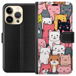 Portemonnee-hoesje voor Apple iPhone 15 Pro met Kattenpatroon ontwerp