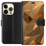 Portemonnee-hoesje voor Apple iPhone 15 Pro met 3D Goud ontwerp
