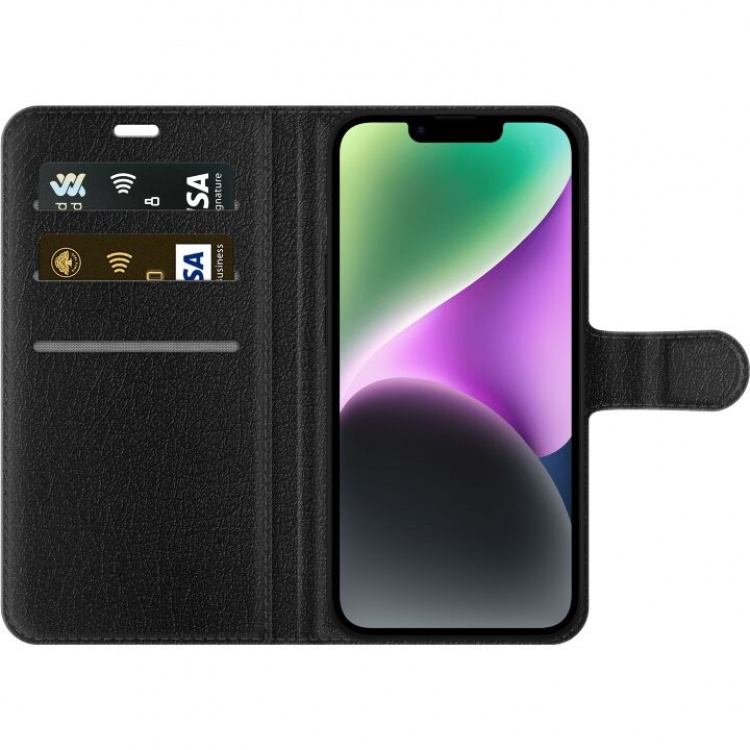 Portemonnee-hoesje voor Apple iPhone 15 Plus met Goudglans ontwerp Portemonnee-hoesje voor Apple iPhone 15 Plus met Goudglans ontwerp