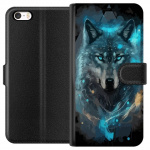 Portemonnee-hoesje voor Apple iPhone 5 met Wolf ontwerp Portemonnee-hoesje voor Apple iPhone 5 met Wolf ontwerp