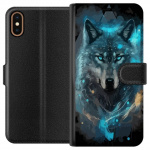 Portemonnee-hoesje voor Apple iPhone X met Wolf ontwerp