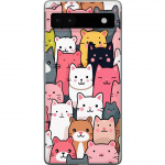 Mobiele hoes voor Google Pixel 6a met Kattenpatroon ontwerp