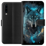 Portemonnee-hoesje voor Huawei P30 met Wolf ontwerp
