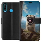 Portemonnee-hoesje voor Huawei P30 lite met Blije Hond ontwerp Portemonnee-hoesje voor Huawei P30 lite met Blije Hond ontwerp