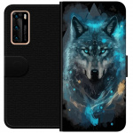 Portemonnee-hoesje voor Huawei P40 met Wolf ontwerp