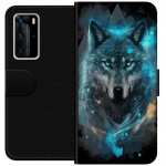 Portemonnee-hoesje voor Huawei P40 Pro met Wolf ontwerp