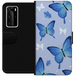 Portemonnee-hoesje voor Huawei P40 Pro met Blauwe vlinders ontwerp